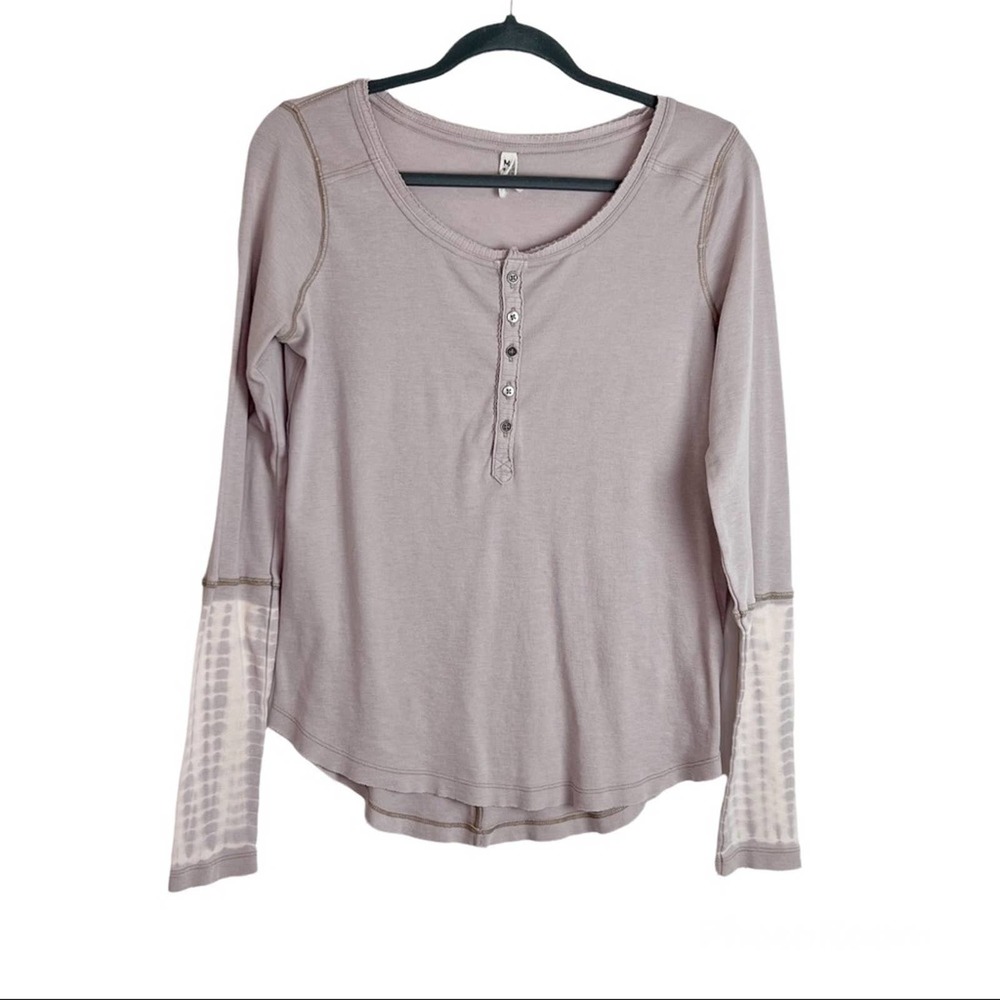 Free People Henley Long Sleeve Top Medium Neutral